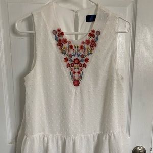 WORN ONCE Embroidered Francesca's Peplum Tank